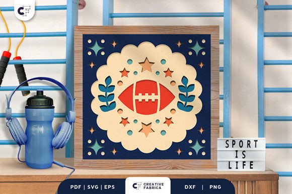 American Football 3D Paper Cut SVG: A Dynamic Sports-Themed Design Asset