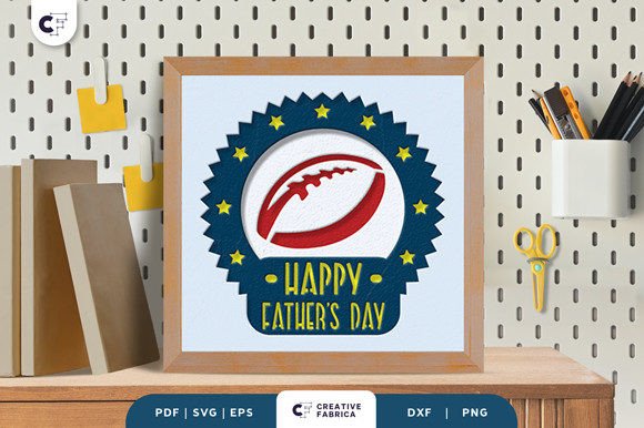 American Football Dad Shadow Box 3D SVG for Father’s Day Campaigns