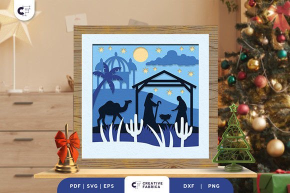Baby Jesus 3D Shadow Box Paper Cut – A Christmas 3D SVG That Elevates Holiday Branding