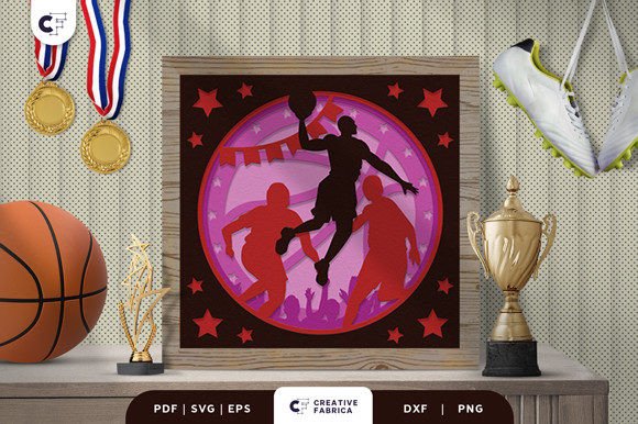 Basketball Game 3D SVG for Sports Craft Projects