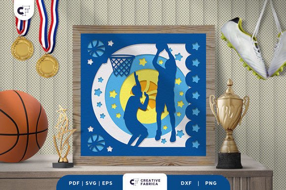 Basketball Game Paper Cut Shadow Box