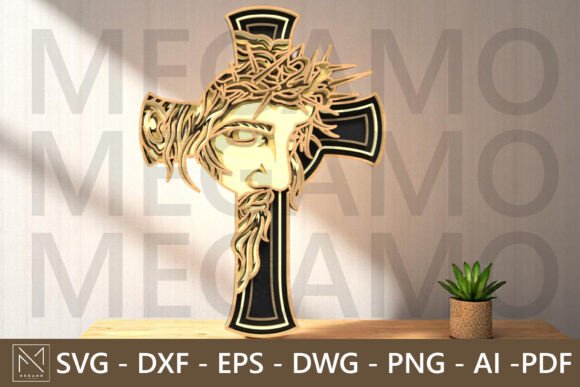 Jesus Cross Layered SVG Cut File: A Faith-Inspired Laser Cut Design for Wall Decor Projects