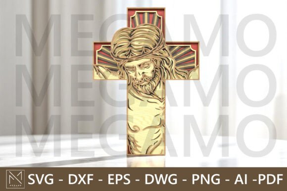 Jesus on Cross Layered SVG for Laser Cutting & Wall Decor