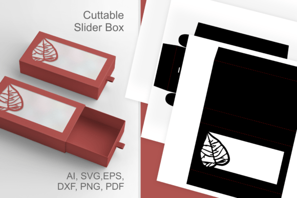Linden Leaf in Wide Window - Drawer Box 3D SVG for Fall Crafting