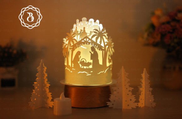 Paper Cut Nativity of Jesus Lanterns 3D SVG for Festive Digital & Print-On-Demand Designs