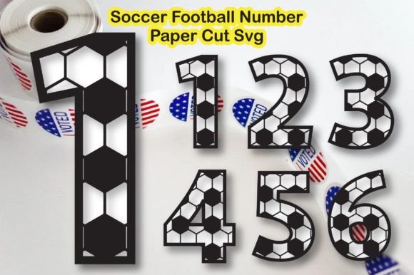 Soccer Football Number 0-9 Paper Cut SVG for Crafts & Graphics