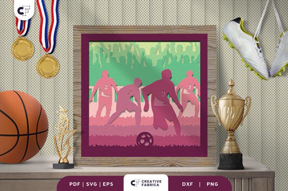 Soccer Game 3D Shadow Box Papercut: A Dynamic 3D SVG for Sports-Themed Branding
